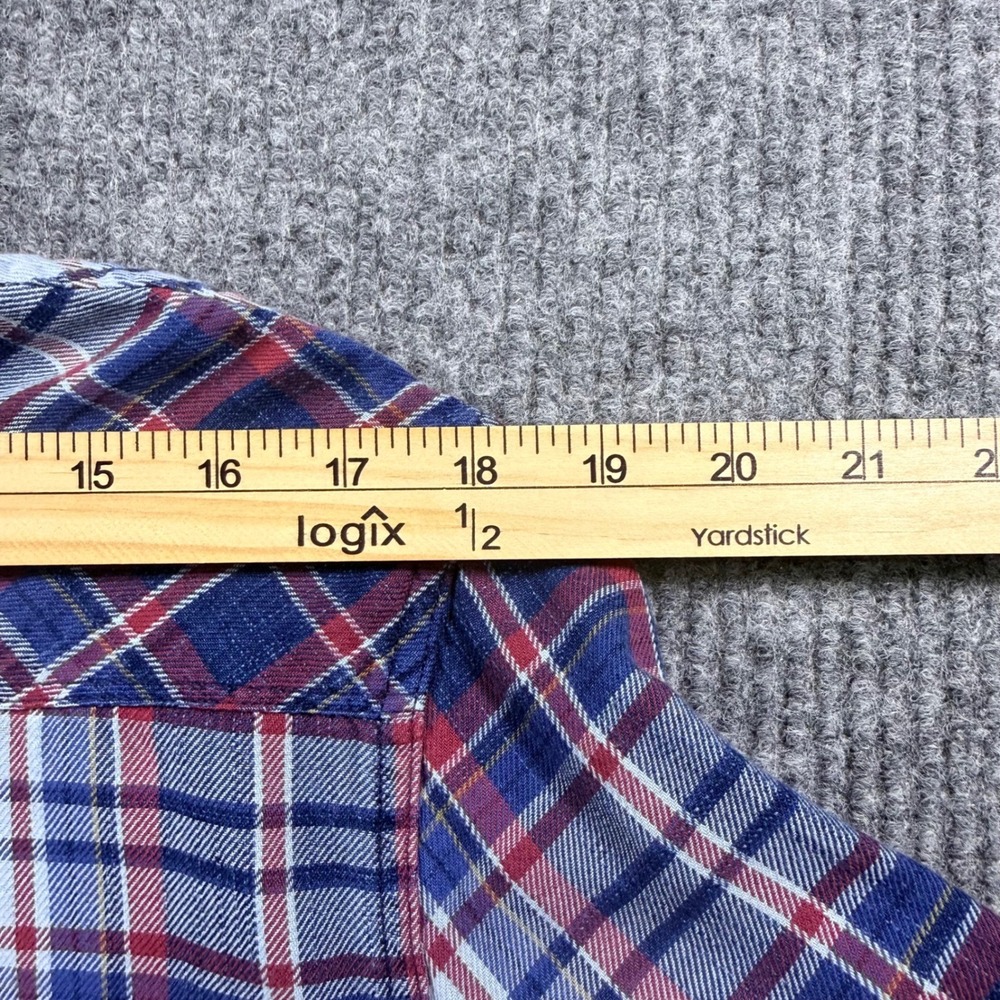 Lucky Brand Mens True Indigo Plaid Western Pearl Snap Shirt Blue Red Large - Picture 4 of 8